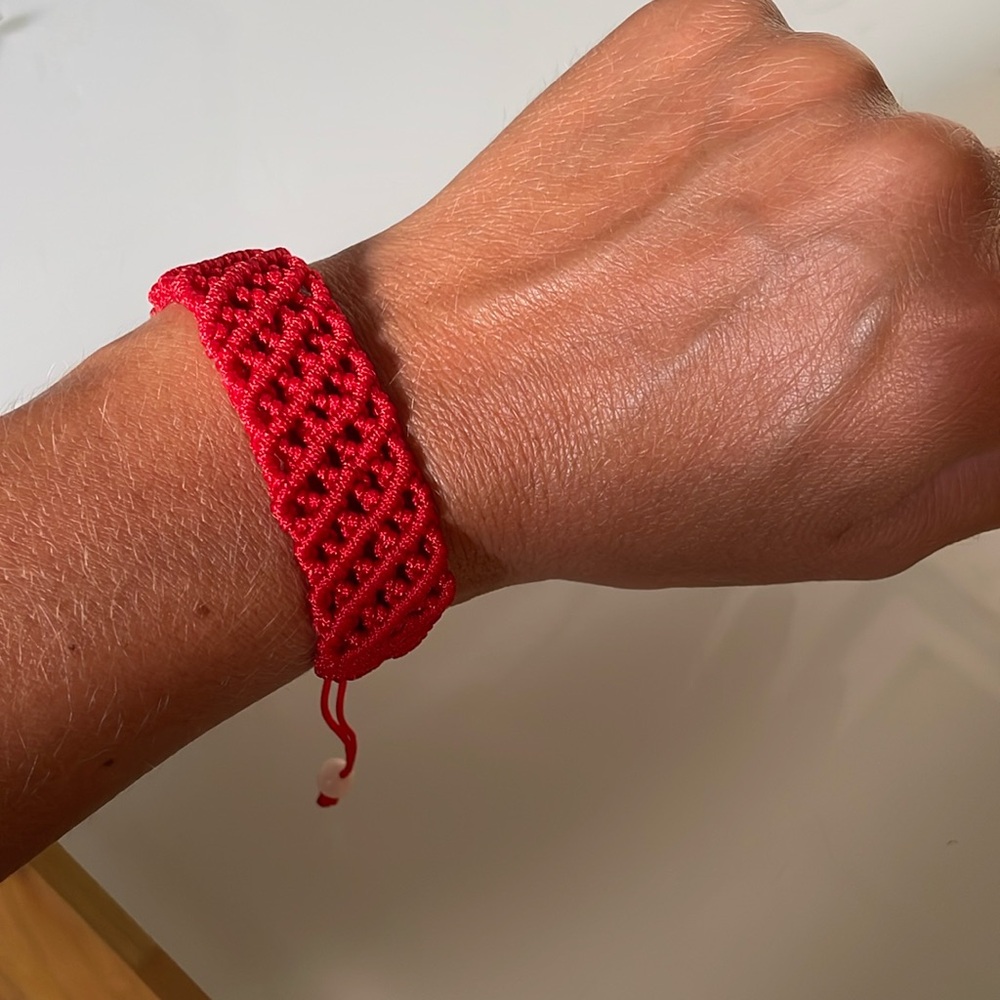 Red woven drawstring bracelet